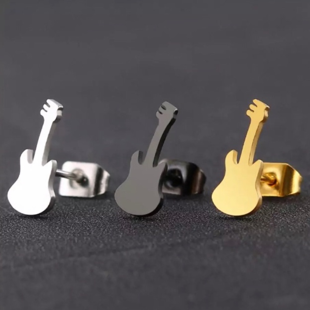 Excellent Quality Gold Tons Guitar Stud Earrings